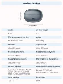 HP Wireless Earbuds, BT, ENC Noise Cancelling Headphones, Waterproof, 30+ Hours Battery Life, Multi-System Compatible, Works With Multiple Devices, With Case - Black - View 4