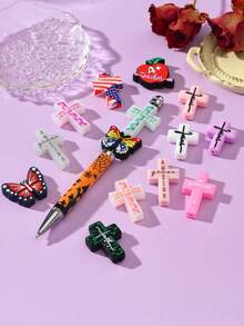 1/5/10pcs Fashionable Cartoon Halloween Cross PVC Soft Rubber DIY Accessories For Beading, Suitable For Family, Couples, Friends Handmade Jewelry Making Pendant, Necklace, Earrings, Keychain, Phone Chain, Decorative Gifts