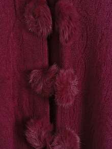 （不含别针）1件装女士春夏仿兔毛绒球蕾丝三角披肩，轻盈透气针织斗篷披肩，通勤百搭，理想的情人节礼物 - 紅色 - 查看 10