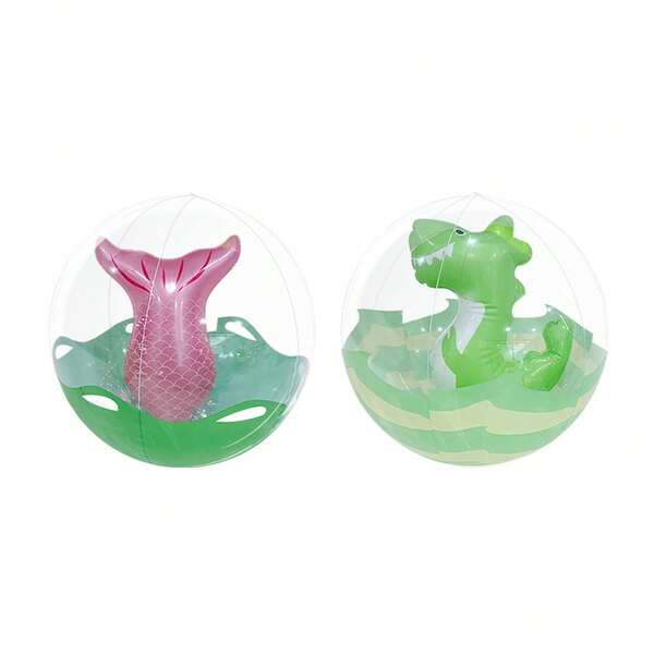 1pc Mermaid Beach Ball, Inflatable PVC Outdoor Pool Dinosaur Pattern Beach Party Decor Balloon
