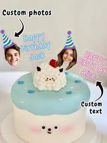 Customized Face Paper Cupcake Toppers, Personalized Acrylic Cake Decorations, Customized Text & Photo Paper Cupcake Decorations, Wedding Cake Decor, Rustic Wedding Decor, Customized Photo Graduation Cake Decor, Party, Anniversary, Birthday Gift, Friends, Students, Mothers, Couples, Besties, Men - Style a - View 2