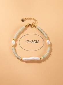 1 pieza Pulsera de mujer de plata de ley 925 con perla natural y turquesa, adecuada para uso diario, Día de la Madre, San Valentín, regalo de cumpleaños