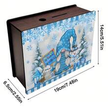 Merry Christmas/DIY Set, Handmade Wooden Rectangular Coin Storage Box, Red/Blue, Home Decor, Piggy Bank, Home Office, Wedding Holiday New Year Gift, Graduation, Birthday Party Favor, Home Decor, Library Display, Halloween And Christmas Gift, Small Organizer (No Electricity)