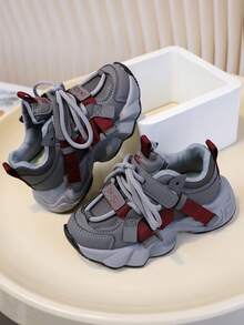 2025 Spring New Casual Children's Sports Shoes, Lightweight & Fashionable Thick-Soled Chunky Sneakers For Boys And Girls - Xám - Xem 2