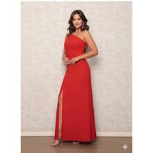 Women's Long Dress With Slit For Parties, Weddings, Graduations, Dinners - Rojo - Ver 4