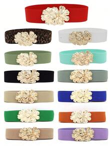 1 件女士波西米亚花朵腰带时尚宽弹力腰带女童连衣裙婚礼派对复古束带弹力腰带连衣裙服饰配饰金红蓝豹纹黑绿紫橙粉白腰带女士西部配饰秋冬圣诞礼物 - Flower 2 - 查看 13