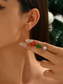 1 Set de Pendientes de Estrella con Diseño de Nicho Minimalista Único y Colorido, Adecuado para Uso Diario de Mujeres