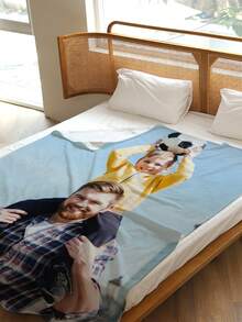 1pc Customizable Photo Blanket, Family Blanket, Photo Blanket, 9-Grid Pattern, Memorial Blanket. Suitable As A Gift For Girls, Boys, Adults, Valentine's Day, Lightweight, Baby Blanket, Personalized Throw Blanket, Personalized Photo Blanket, Personalized Throw Blanket, Personalized Baby Blanket, Newborn Blanket - Multicolor - View 5