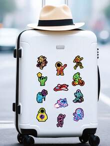 55Pcs Neon Stickers Astronaut Decor Neon Party Decorations Spaceship Stickers Neon Decor Graffiti Stickers Aesthetic Stickers Vinyl Waterproof Stickers For Journaling Computer Scrapbook Luggage Water Bottle Phone - Multicolor - View 5