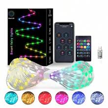 Smart Fairy String Lights, 16.4/33/66 Ft Color Changing Christmas Tree Decorative Lights, Music Synchronization, APP Control And Remote Control, Suitable For Indoor, Outdoor, Halloween, Christmas, Holiday Party Decorations, More Discounts For Multiple Pieces - 皮革燈串 - 查看 11