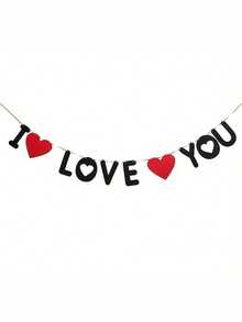 10pcs/Set Heart Shaped Garland Felt Banners For Valentine's Day DIY Crafts, Anniversary, Fireplace, Room, Home Decor, Atmosphere Setting, Family Gathering, Wall, Theme Party Hanging Decoration, Garden Yard Decor - 彩色 - 查看 3