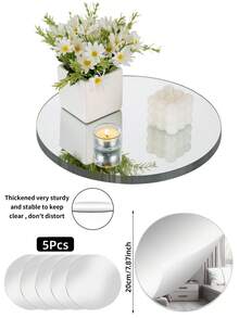 Espelho redondo de acrílico, adesivos autoadesivos para espelhos redondos sem vidro, centro de mesa com prato redondo de espelho, bandejas de acrílico circulares com espelhos para centro de mesa de casamento, artesanato faça você mesmo, decoração de parede com velas