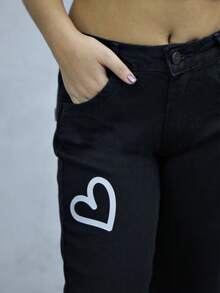 Girls' Jeans With Adjuster - 黑色 - 查看 4