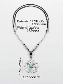 1 PC Retro Fashion Bohemian-Style Alloy Beaded Necklace With Floral Pattern, A Daily Wear Accessory For Ladies, An Exquisite Gift For Christmas, Couples And New Year.
