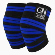 GN FITNESS Vendas Para Rodillas Gym, Wraps Para Rodilla Gym, Rodillera para Gym, Equipo de entrenamiento de pesas, Evita lesiones en tus articulaciones, Unise (Negro) - Azul Rey - Ver 13