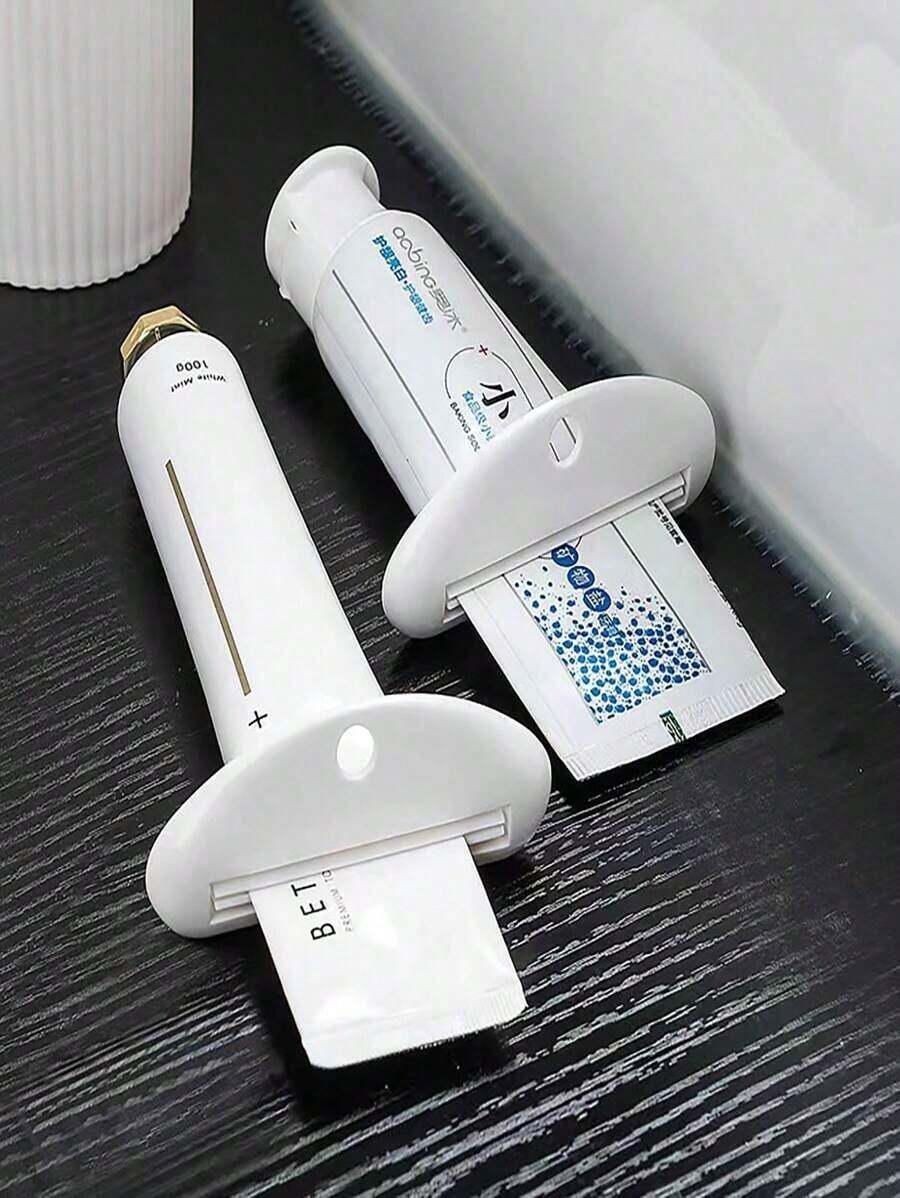 2pcs Random Color Japanese Style Toothpaste Dispenser, Hand Cream Squeezer, Face Wash Tube Holder, Manual Toothpaste Roller - 彩色 - 查看 1