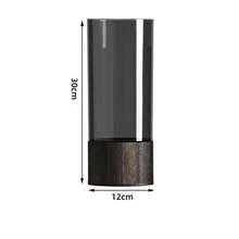 1 件 11.8 X 3.9 英寸奢华简约复古圆形木质底座亚克力花瓶，创意天然色水培鲜花玫瑰装饰，适用于客厅和餐桌 - 彩色 - 查看 12