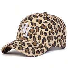 1pc Women's NY Leopard Letter Embroidered Baseball Cap, Casual Street Fashion Hat For Spring, Autumn Season, Traveling, Vacation, Beach - 棕色 - 查看 5