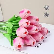 3pcs Artificial Tulip Flowers Decor, Home Decoration Accessories, Living Room & Bedroom Ornament - Hot Pink - View 54