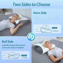 记忆海绵枕头，颈部支撑冷却枕头，可调节颈椎枕头，舒适睡眠，无味人体工学轮廓记忆海绵枕头，侧卧俯卧睡眠者专用床枕