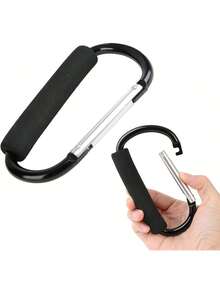 Ganchos para Carriola, Mosquetón Carrito para Bolso, Herramienta Multiusos, Gancho a Presión, Stroller Hook para Bolsas, Pañaleras, Biberones, Sillas Ruedas pañaleras yás Carabiner Hook (Negro) - 1 - Ver 7