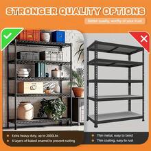 M MZG 2000 Lbs Heavy Duty Adjustable Metal Shelving Unit 5-Tier Black Storage Shelf Multi-Use For Garage, Pantry, Kitchen, Warehouse, Basement, Closet – 17.7" D X 47.2" W  X 72" H - 黑色 - 查看 5