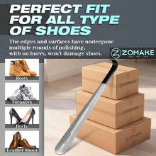 ZOMAKE Calzador de Metal 42cm - Calzadores de Largos para Ancianos Hombres Mujeres, Calzador de Acero Inoxidable para Botas y Zapatos - Plateado/2pcs - Ver 5