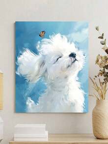 Cute Puppy DIY Digital Painting: Illuminate Creative Life, Depict A Colorful World. DIY Digital Painting, Start Your Art Journey. It Is The Perfect Blend Of Creativity And Fun, An Excellent Choice For Interaction, Couples Sharing, And Personal Relaxation. - Blue and White - View 4