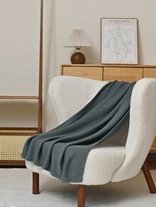 1 pieza Manta de punto verde sólido para bebé, diseño minimalista clásico, súper suave, cálida, ligera, manta decorativa estacional, adecuada para siesta, camping, viaje y decoración del hogar/oficina - Sin electricidad, sin plumas, hipoalergénica, fácil de cuidar, rosa, gris, azul, morado, decoración de otoño, decoración de habitación, vuelta al colegio, útiles escolares