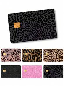 Leopard Print Glitter Card Stickers, Glitter Card Holders, Dubai Luxury Style, Cool Crystal Frosted Starry Silver Shiny Solid Color Stickers, Suitable For Credit Cards, Debit Cards, Transportation Cards, Access Cards, With Waterproof Function - Multicolor - View 3