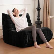 Bean Bag Chair Big Sofa Beanbag Chair For Adults Fireside Chair Bean Bag Lounger With Memory Foam Filled For Home,Apartment Or Gaming Venue(Black Plush),23856594 - 黑色 - 查看 5