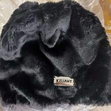 女款兔毛渔夫帽，秋冬款，百搭，保暖，头围较大，柔软毛绒，白色，简约，适合寒冷天气，兔毛绒帽 - 光板仿兔毛水桶帽 - 查看 5