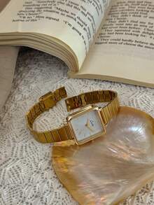 1 Pc New Fashionable Ladies Watch, Stylish & Simple, Luxury Style, Elegant & Versatile Quartz Bamboo Band Watch