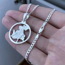 Grumet Chain And Pendant Saint George Medal 925 Sterling Silver Solid Italian Original Scaled 3mm Necklace 60cm 70cm 80cm - 銀色 - 查看 2