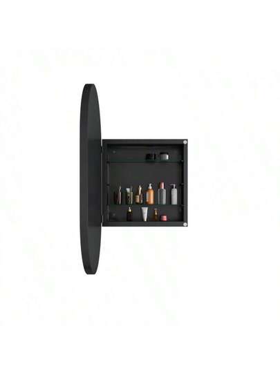 Elegante Oval Spiegel Cabinet, Built In Medicine Wand Cabinet Metal Frame, Adjustable Shelves, Storage Space Bathroom, Living Room Bedroom, Black. view 7