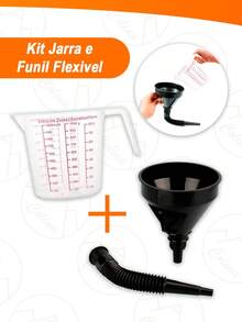Flexible Plastic Accordion Funnel Kit For Fuel Oil + 1 Liter Measuring Jug With Handle - Funnel + Jar - View 1