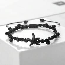 1pc Adjustable Starfish Beaded Braided Bracelets Blue Pink Black Wax Thread String Bangles Women Men Bohemian Summer Beach Jewelry