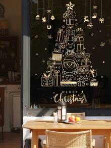 1 buc Autocolant static pentru decor de ușă de sticlă pentru centru comercial de Crăciun, Decal de perete cu brad de Crăciun auriu, Autocolant Moș Crăciun, Autocolant cadou cu fulg de zăpadă de Crăciun, Autocolante de perete, Decor cameră, Autocolant de perete, Decor de perete, Autocolante de decorare interioară, Decorațiuni de Crăciun, Decorațiuni de Crăciun pentru casă - Multicolor - Vizualizare 18