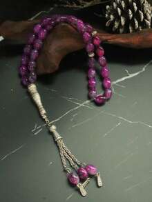 1pc Middle Eastern Saudi Tasbih Prayer Beads 33 Beads, Arabic Rosary Bracelet Islamic Prayer Beads, Glass Tasbih Prayer Beads, Tasbih Muslim Prayer Beads Bracelet, Christmas, New Year, Valentine's Day Gift For Men - Multicolor - View 13