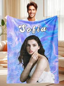 1 Bed With Customized Name Blanket, Personalized Bedding Blanket With Name, Personalized Throwing Blanket, Cute Flower Bookshelf Blanket, Comfortable Blanket, Family Gift, Birthday Gift, Christmas Gift, Personalized Gift, Gift For Friends, Gift For Boys And Girls