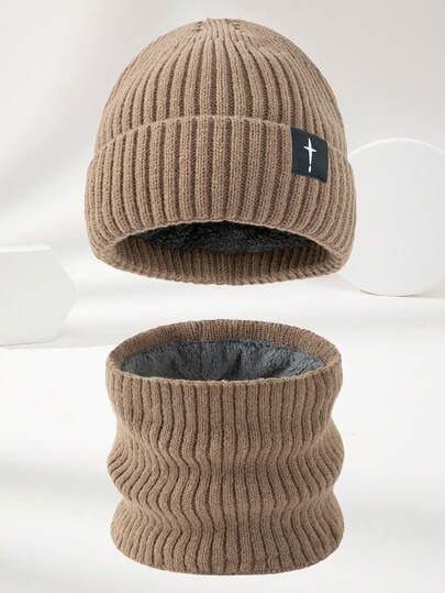 1 Set Unisex Autumn/Winter Knitted Beanie & Scarf Set, Warm & Comfortable, Stretchy, Versatile Casual Outdoor Fashion Accessories Accessories For Winter Winter Head Warmer