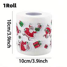 1/5-pak świątecznych rolek papieru toaletowego, z motywem Świętego Mikołaja, renifera i choinki, miękki papier, bezpyłowy, opakowanie zbiorcze, 2-warstwowy, do dekoracji świątecznych i na imprezy