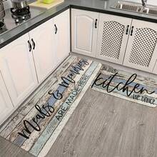 18D, Square Gram Weight 500 2/3pcs Kitchen Set, Vintage Farmhouse Wooden Board Kitchen Decorative Small, Rusted Wood Board, Comfortable Standing Kitchen, Flannel Material Non-Slip Soft And Comfortable Easy To Clean, Suitable Bedroom, Living Room, Dining Room, Kitchen, Bathroom, Entrance, Laundry Room, Carpet, Floor - 黑色 - 查看 2