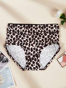 6pcs/Pack Plus Size Women Leopard Print Sexy Elastic Comfortable Briefs - Multicolor - View 6