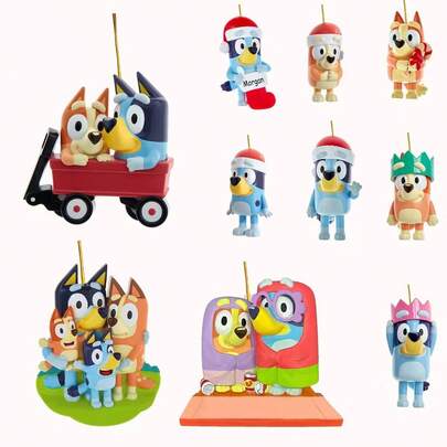 Bluey Christmas Decorations Cute Cartoon Bluey Dog Acrylic Flat Tree Ornaments