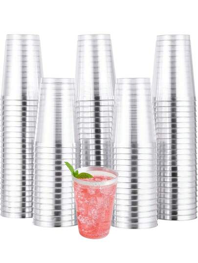 25 st. transparenta vinglas med guldglitter/guldkant/silverkant, 355 ml champagneglas, bröllopsglas, återanvändbara partykoppar för picknick, bröllop, fester, cocktails och utomhussammankomster, eleganta och lätta att rengöra, perfekta för nyår och jul. Tårtkoppar bröllopsdekor - födelsedagsfestdekor