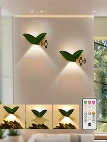 1PC Christmas Gifts Leaf Shaped Wall Light, Motion Sensor, RGB Colors, USB Charging, Battery Model, Perfect For Bedroom, Hallway, Stairs, And Home Decor.