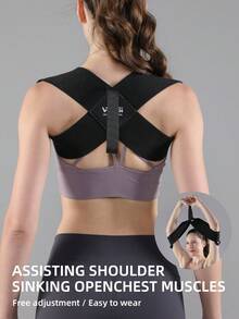 VBOSI Unisex Upper Back Support Straps - Posture Corrector For Sports And Daily Wear - Black - View 10
