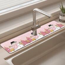 1 件，女孩粉色圣诞厨房水槽水龙头排水垫，圣诞雪人装饰浴室硅藻泥吸水垫，家用台面防滑防霉垫。圣诞装饰品！ - 彩色 - 查看 4