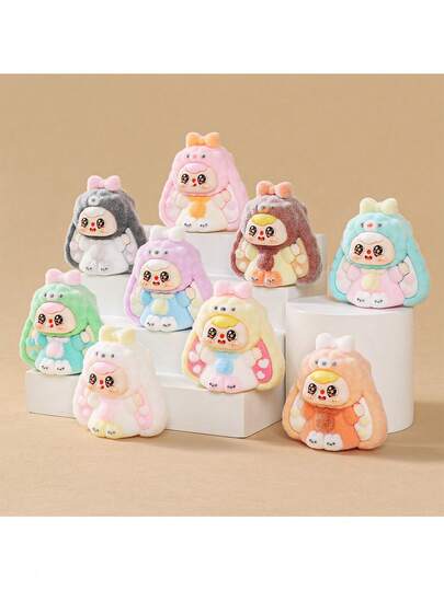9 piezas Figuras decorativas con orejas caídas de felpa, decoración de escritorio, juguetes, decoraciones de fiesta, regalos pequeños, materiales DIY para fundas de teléfono/llavero, regalos de Navidad